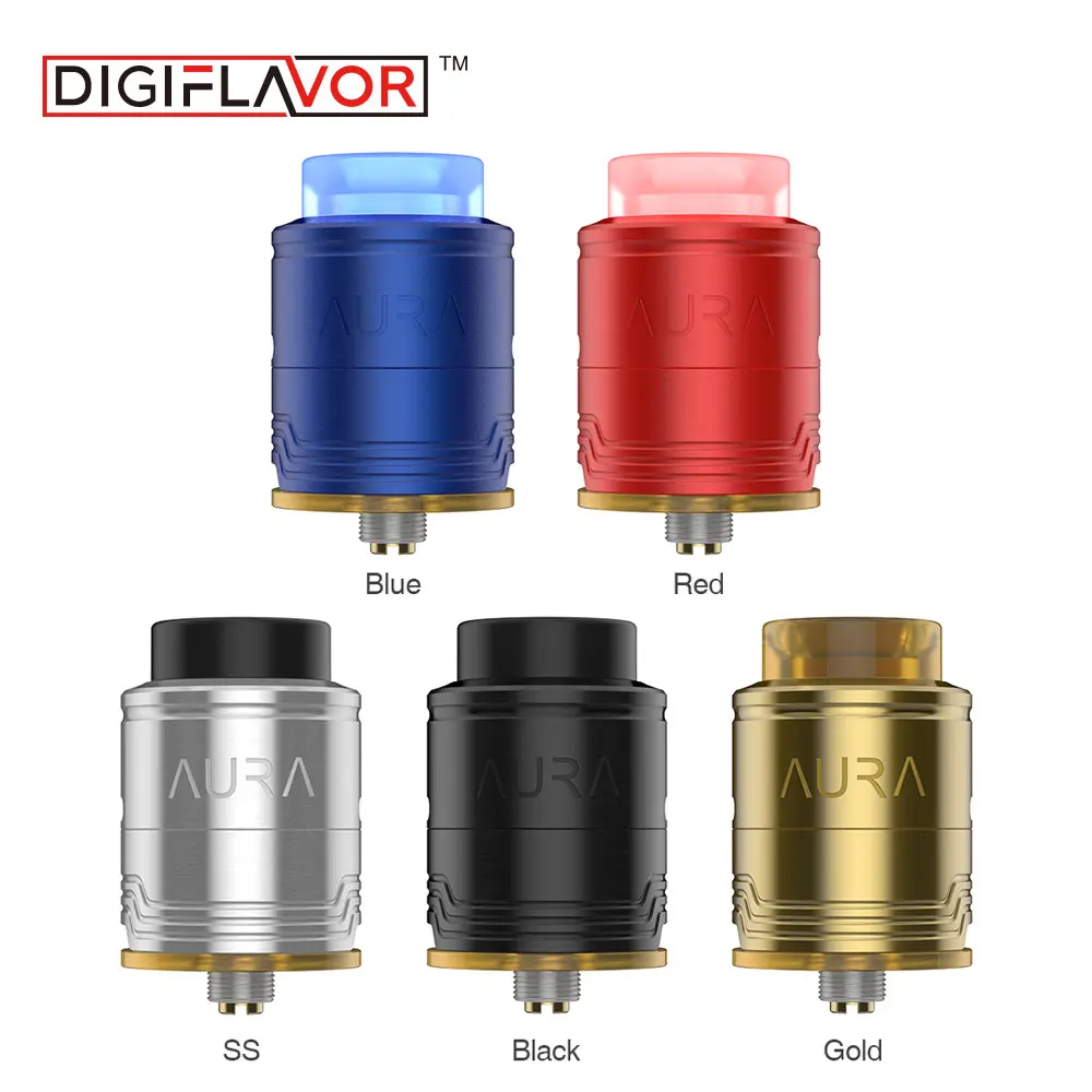 

Original Digiflavor Aura RDA Tank 24mm Atomizer with Easy Step Clamp Build Deck & 810 Drip Tip & BF Pin Vape Tank for Squonk MOD