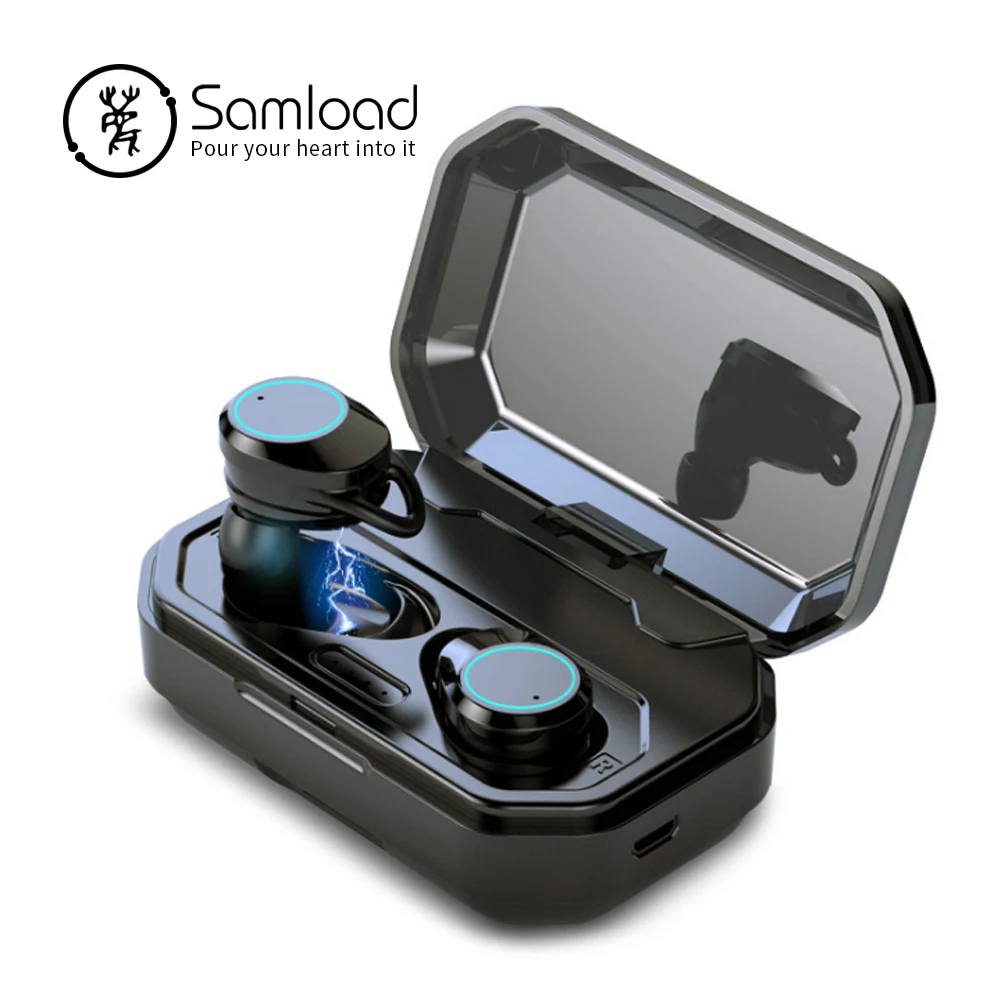 Samload auriculares inalámbricos Bluetooth 5,0 3D profundo bajo IPX7 al aire libre inalámbrico auriculares con 3000 mAh Banco de la energía para IOS Android - 1