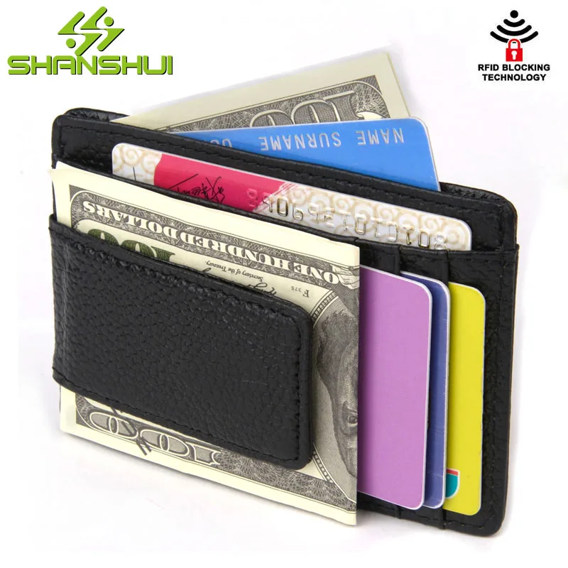 RFID Slim Genuine Leather Credit Card Holder Wallet Women Mini Card Casual Travel Men Small