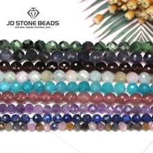 Граненые 4 5 6 8 9 10 12 14 мм бусины из натурального камня смешанный кварц Аквамарин Свободный Камень раздел lapis резка Апатит драгоценный камень