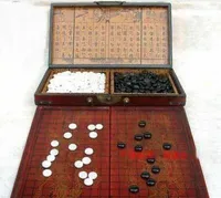 Wholesale cheap Chinese Go Game Set Leather Box Goban Board and Stones 1