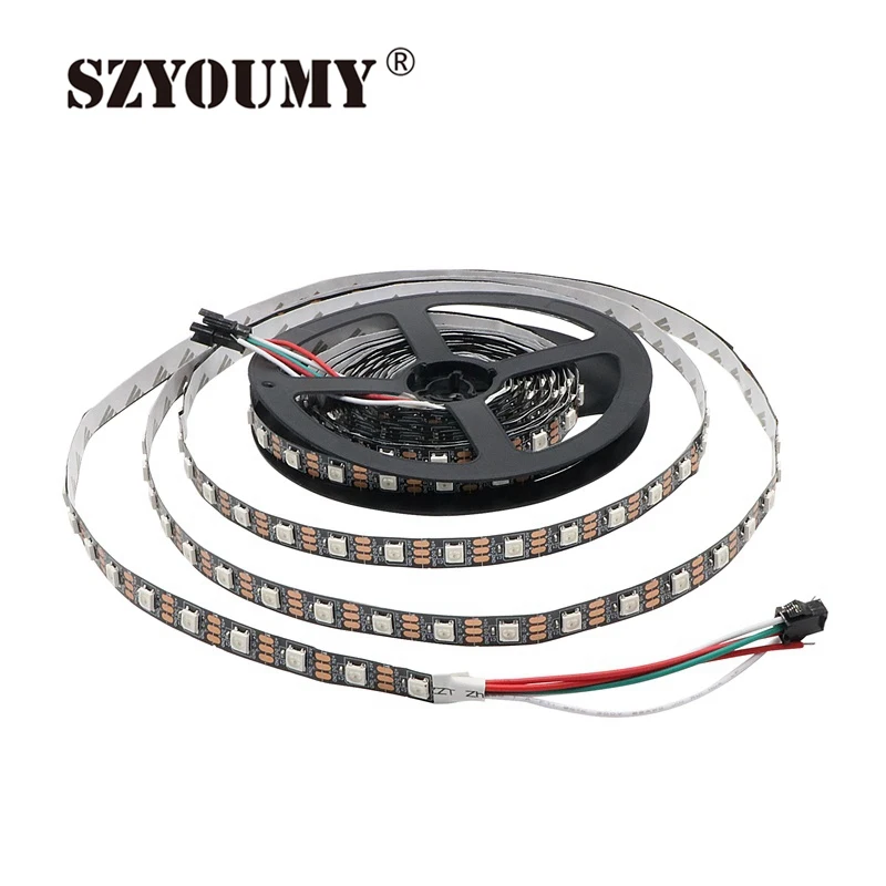 SZYOUMY WS2811 5050 SMD RGB полосы адресуемых 30leds 60leds/м Светодиодная Пиксели полосы 1 IC управления 3 светодиоды 5 м/шт. 16.5ft DC12V комплект