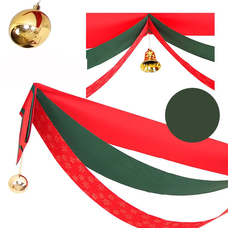 Dekorasi Natal Kain 2/3/5 Meter Bendera Kain Bendera Gelombang untuk Pesta Natal Dekorasi Bendera Gelombang Natal dengan Lonceng Langit langit Dekorasi Bendera Spanduk Pe|flag banner|flags fabricflags flags - AliExpress