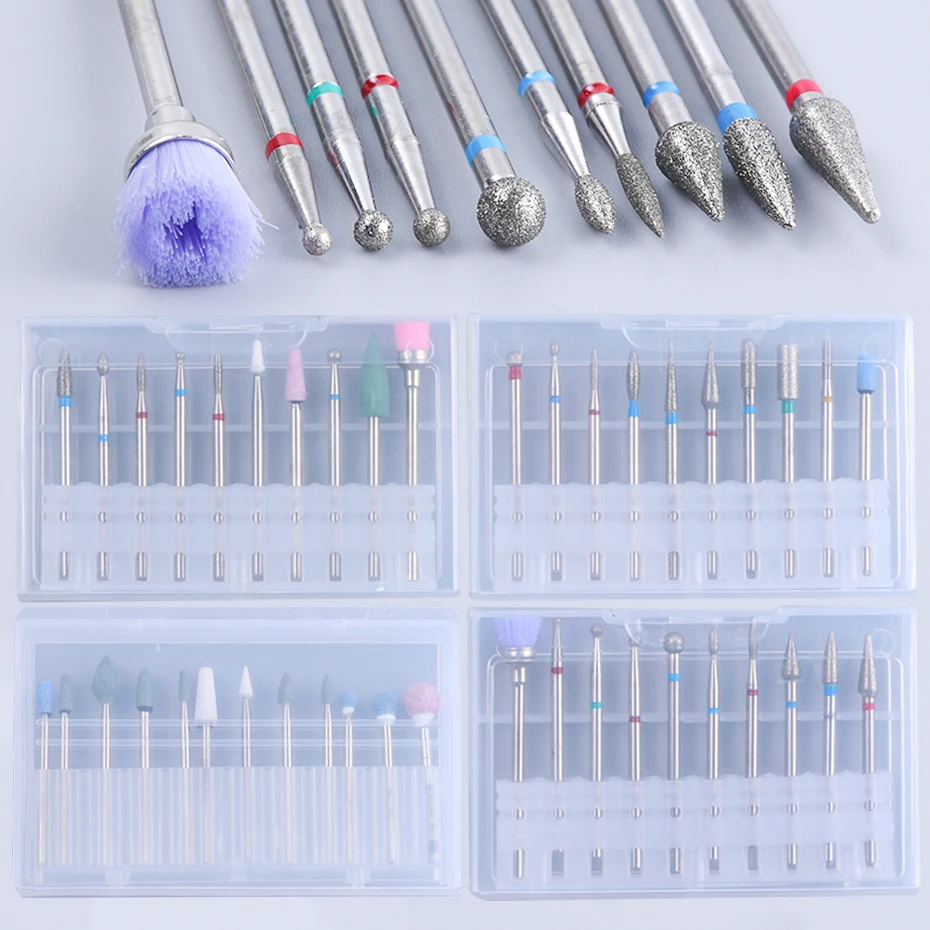 

10pcs Milling Cutter Burr Nail Drill Bit Electric Accessory FilesDiamond Ceramic Manicure Pedicure Nails Acrylic Clean LEHZ01-04
