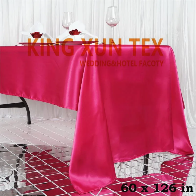 fuchsia 6" x 120" Белый сатин Скатерти прямоугольная скатерть крышка для свадебное мероприятие отель украшения - Цвет: fuchsia
