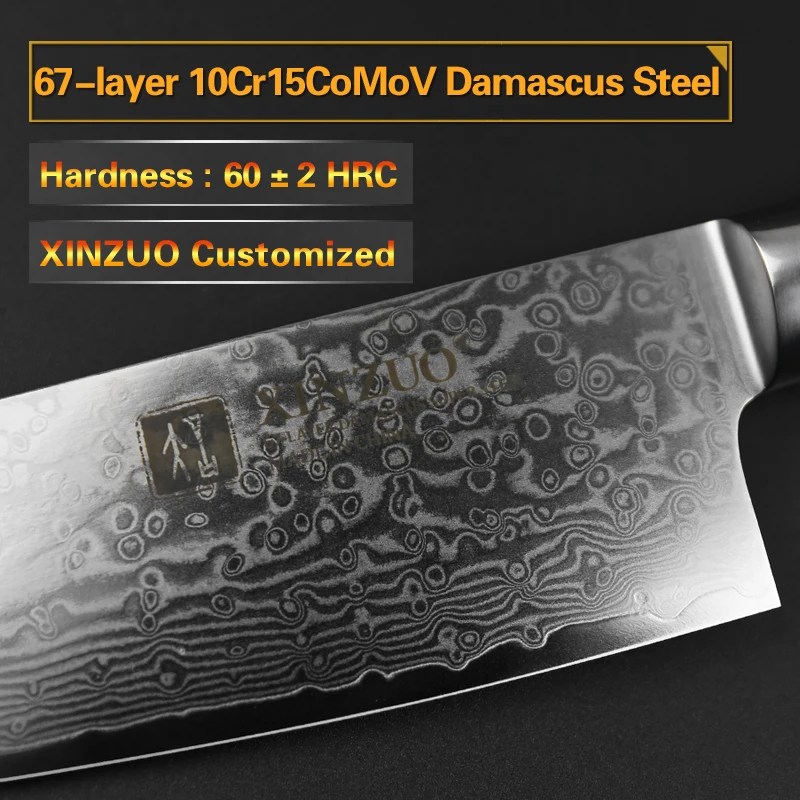 XINZUO 8'' inches Chef Knife Gyuto Knife Japanese VG10 Damascus Kitchen Knives Stainless Steel Butcher Knife Pakka wood handle