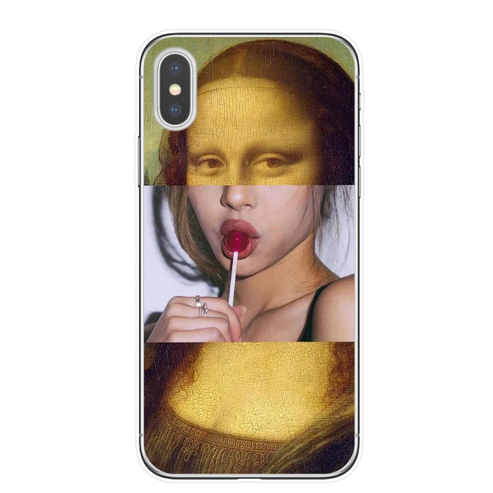 Забавный чехол для телефона KACKYFUL Leonardo da Vinci Mona Lisa Pat Cat с художественной эстетикой и рисунком для iPhone 8, 7, 6, 6S Plus, X, XS, MAX, 5S, SE, XR