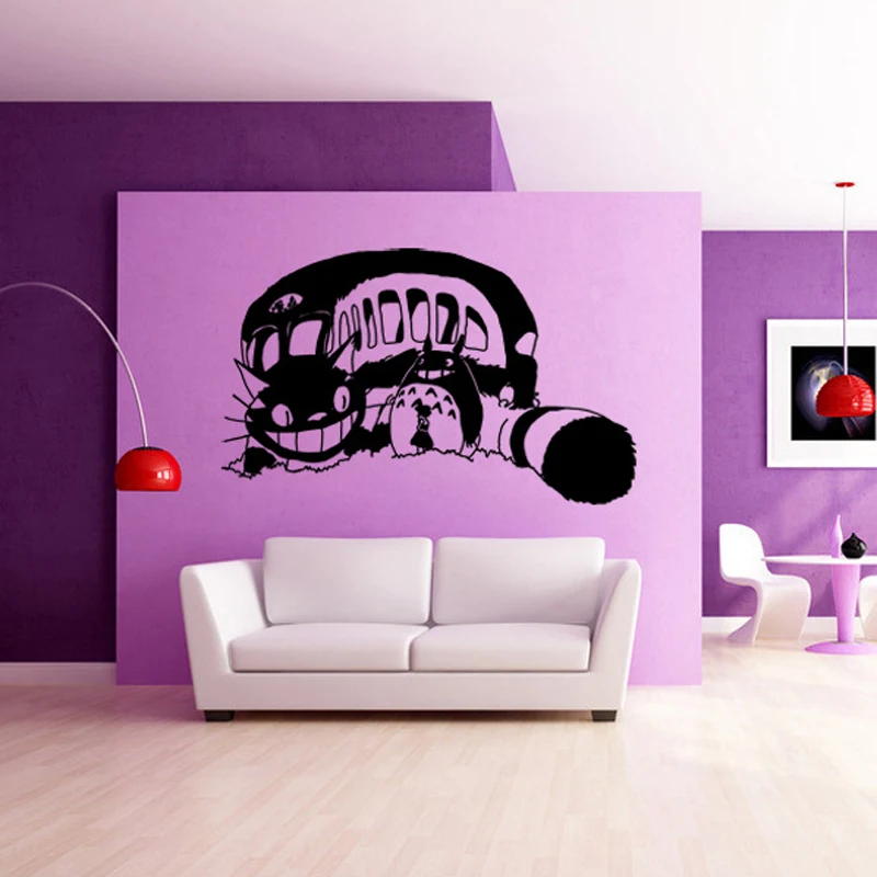 

HUAIDE Japanese Cartoon Totoro Wall Stickers Creative Totoro Bus Wall Decal Kids Room Living Room Home Decor Vinyl Murals A455