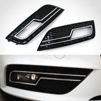 

For A A4 B8 Gloss Black Honeycomb Style Fog Light Grille With Chrome Trim