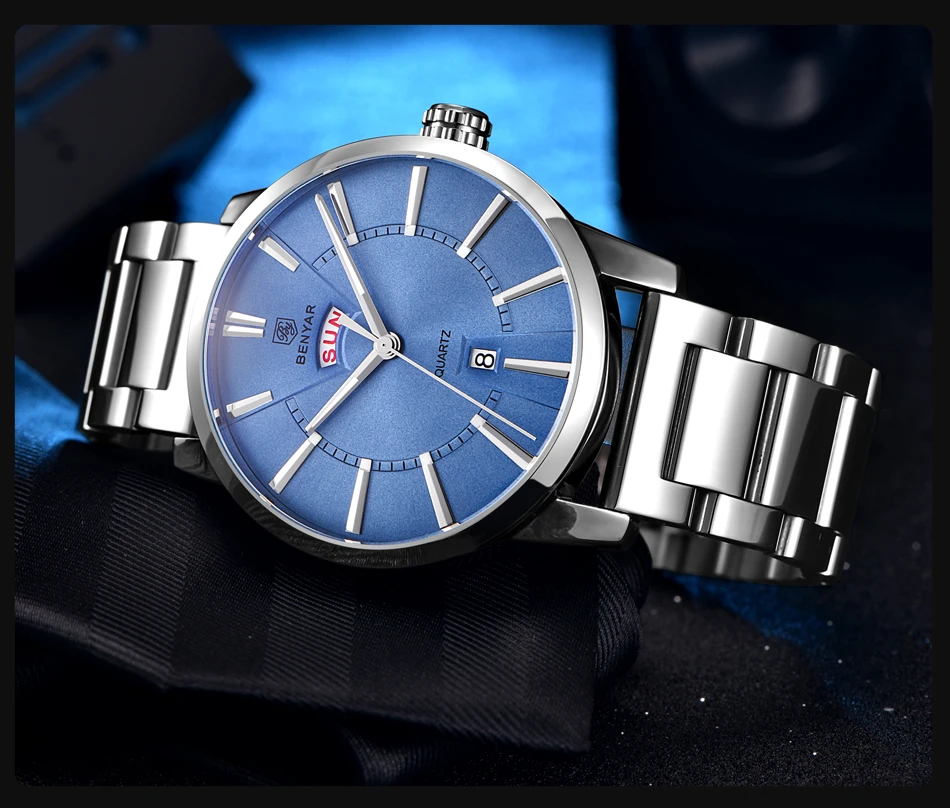 BENYAR часы набор для мужчин бизнес Кварцевые часы Модные Аналоговые роскошные мужские кожаные Наручные часы водонепроницаемые часы Montre Homme