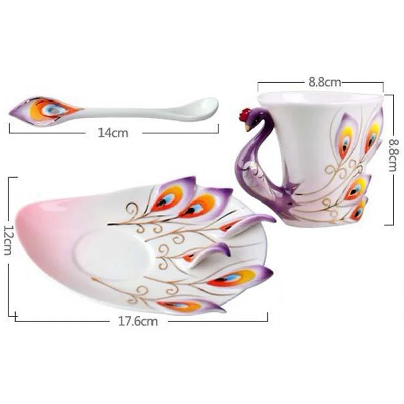 Керамика здоровья кружка, кофейные чашки набор керамическая эмаль кружки Павлин Чай кофейная чашка керамическая Цветной рисунок необычная чайная чашка