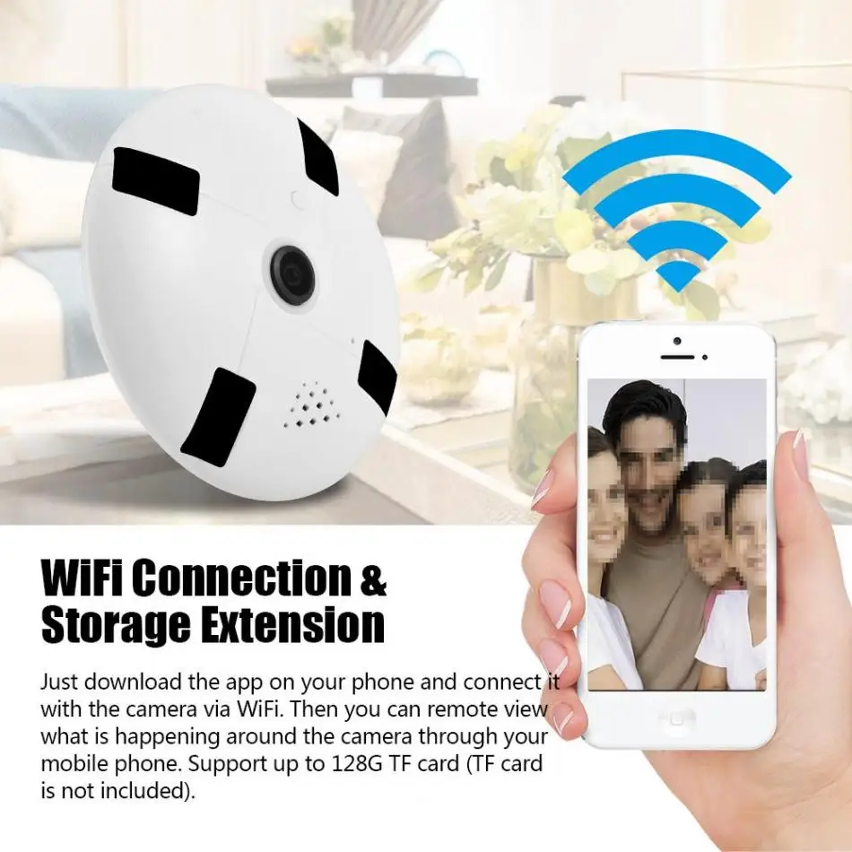 

960P HD COMS baby monitor 360 Degree Panoramic WiFi Wireless Indoor Security Fisheye IP Camera AC 100-240V High Quailty