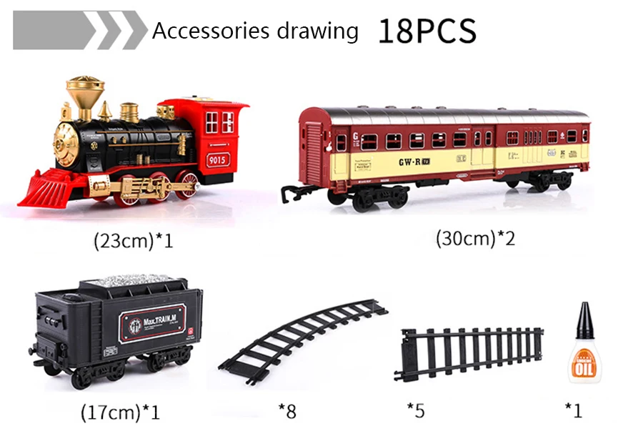 Trem de Trilha Modelo de Brinquedo Trem de Alta Velocidade do Vintage Trem a Vapor Brinquedos para Meninos Simulação Elétrica Clássico Carro Crianças 19035e Luz 14 Cheap Carrinhos de brinquedo e de metal
