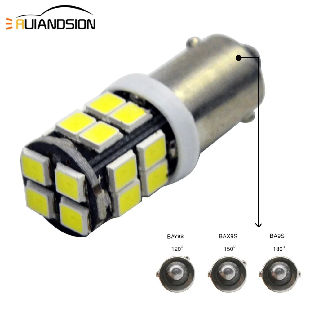 4x1 Вт BA9S BAX9S H21W BAY9s 20smd 2835 Светодиодный для автомобиля обратный номерные знаки для автомобиля огни номерного знака Лампа Белый Янтарный/желтый