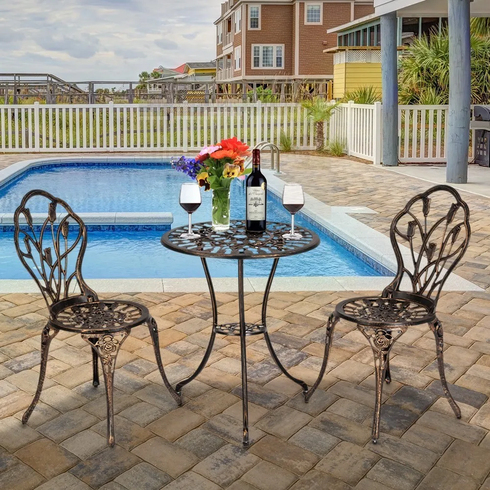 3 Piece set European Style Cast Aluminum Outdoor Tulip ...