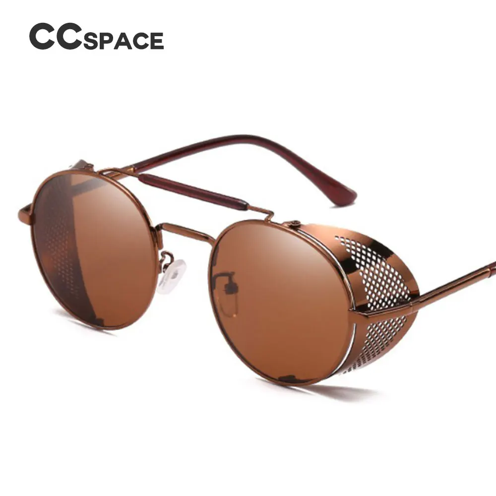 CCSPACE, стимпанк, Ретро стиль, круглые солнцезащитные очки, металлическая оправа, мужские, женские, черные, красные, Брендовые очки, дизайнерские, модные, мужские, женские, оттенки 45472