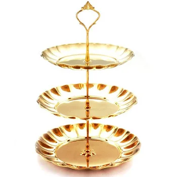 

1 Pcs Stainless Steel Cake Stand 2 / 3 Tier Candy Fruits Cakes Desserts Plate Stands for Wedding Party Cakecups