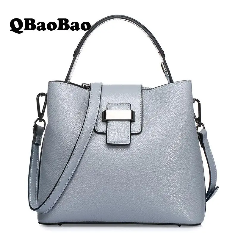 

Real Leather Women Bag 2017 New First Layer Cowhide Women Handbag Bucket Large Capasity Shoulder Messenger Crossbody Bag