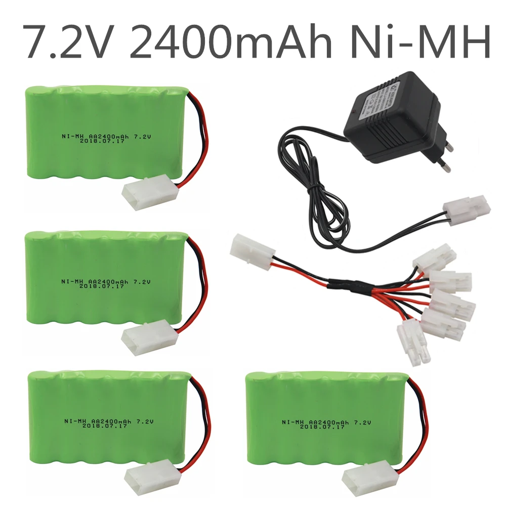 

7.2v 2400mah AA NI-MH Battery Tamiya with charger High capacity electric toy battery Remote car ship robot rechargeable 7.2 v