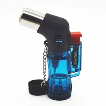 Прозрачный фонарь с тремя насадками, турбо-зажигалка, газовая зажигалка, зажигалка для сигарет, распылитель, зажигалка, голубое пламя, 1300C, видимый газ