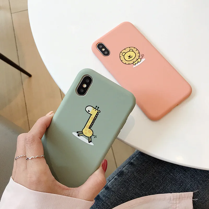 PEEPING cute cartoon animal Giraffe lion Case For iPhone 7 7Plus 6 6S 6Plus 8 8Plus X XR XS Max TPU Anti-fall Candy soft shell12