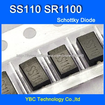 

500pcs/lot SS110 SR1100 1A/100V Schottky Diode