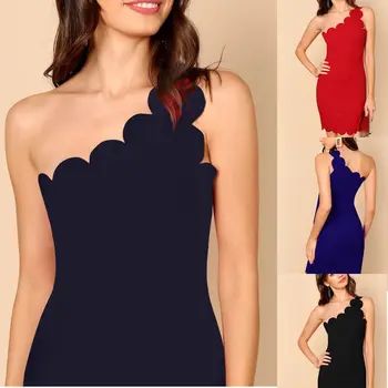 

2019 New Women Summer Cocktail One Shoulder Bodycon Party Dress