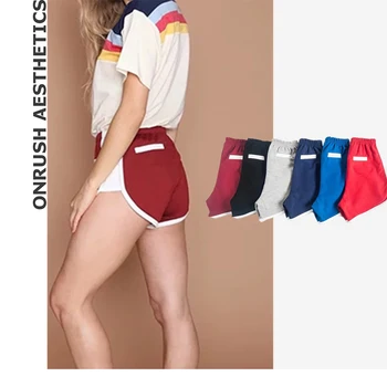 

OA Women's New Shorts 2018 Summer Fashion Breathable High Waist Striped Hit Color Workout Casual Shorts Hot Shorts