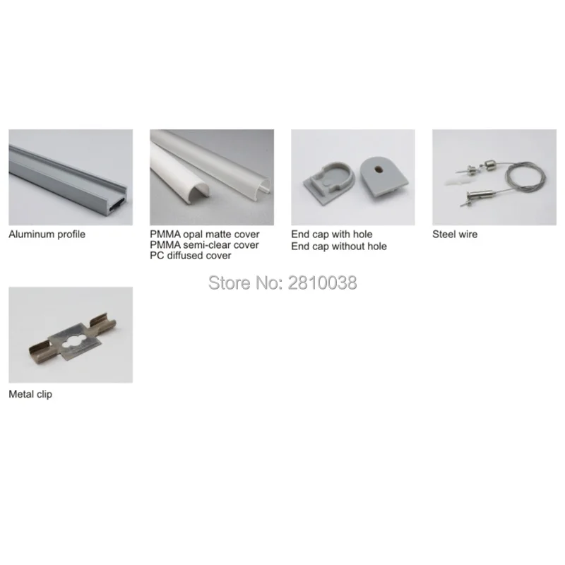 10 X 1M Sets/Lot Anodized silver led linear profile and Extruded led light strip holder for ceiling or pendant lights