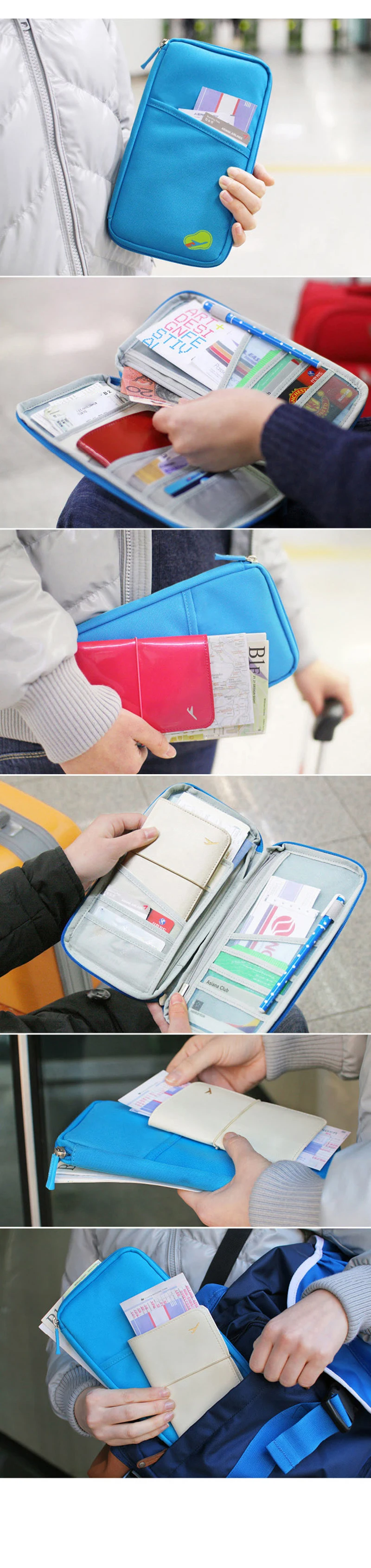 Folder Document Bag Printing Card Package Travel Passport File Package Zipper Multi- Functional Long Paragraph Ticket Holder