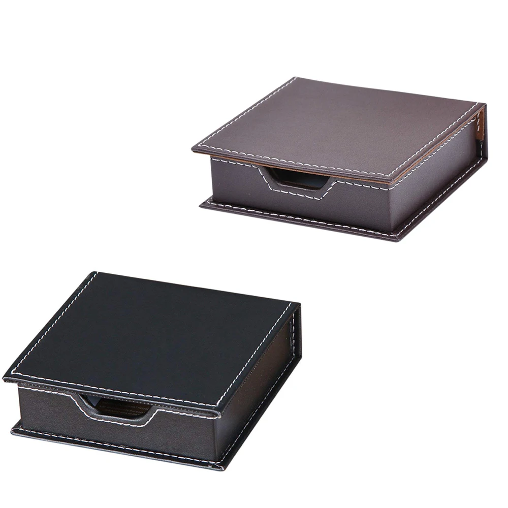 

XRHYY PU Leather Desktop Name Cards Sticky Notes Holder Organizer Memo Note Dispenser Case with a Lid Cover