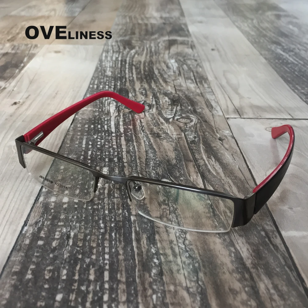 

Prescription eyeglasses men Square shape Half rim spectacles frames myopia eyeglasses optical eyewear glasses frame gun color