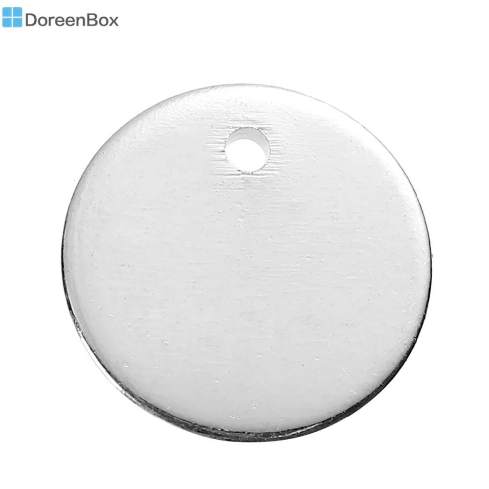 

Doreen Box Copper Blank Stamping Tags Charms Round Silver color 10mm( 3/8") Dia, 10 PCs