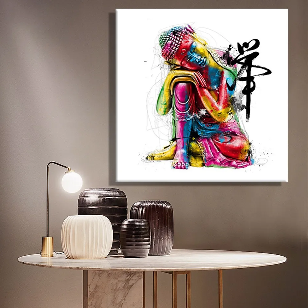 Watercolor Buddha Wall Art Abstract Canvas Painting Modern Home Decor