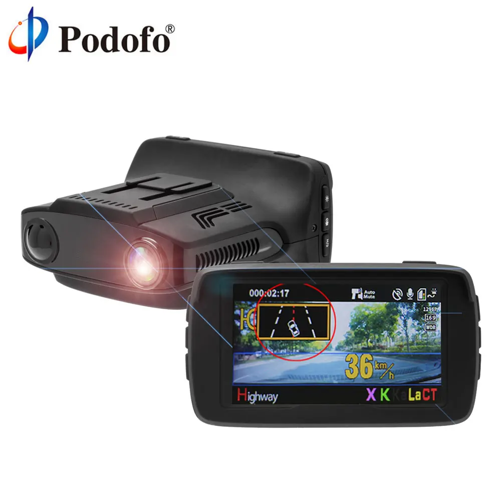 Podofo Ambarella font b GPS b font Radar Auto DVR Radar Detector 3 in 1 FHD