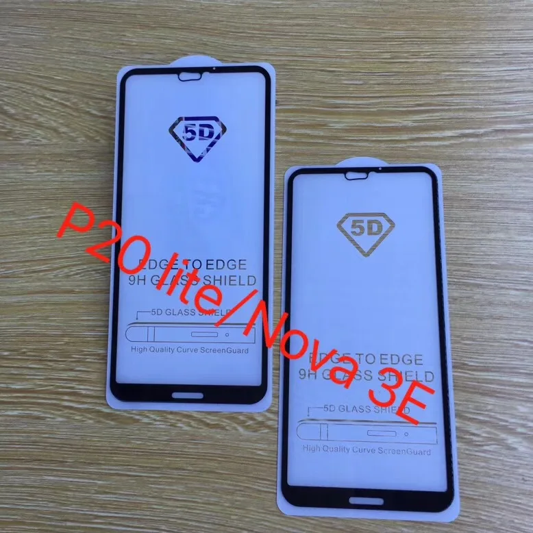 

5D Full Cover Tempered Glass For Huawei P20 lite Screen Protector For nova 3e Curved Edge