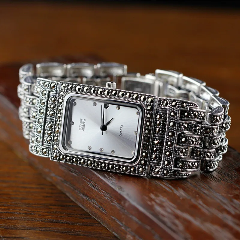 S925 украшения из чистого серебра деликатность тайский серебряный браслет часы как для мужчин, так и для женщин