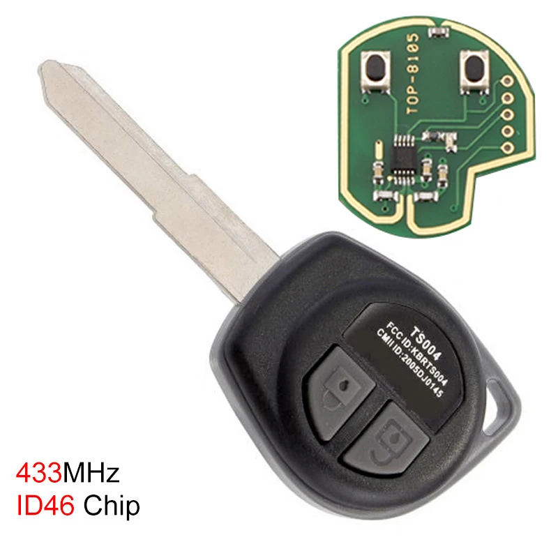 433MHz 2 Buttons Keyless Uncut Flip Remote Key Fob with ID46 Chip for SUZUKI SWIFT SX4 Alto JIMNY VITARA IGNIS Splash 2007-2013
