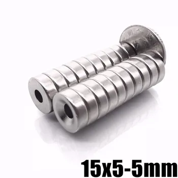 

10/20/50/200PCS 15x5 Super Strong Round Neodymium Countersunk Ring Magnets 15 mm x 5 mm Hole: 5 mm Rare Earth N35 Neodymium 15*5