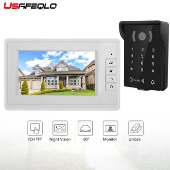 

USAFEQLO Security 7" Color Monitor Security Doorbell Home Families Door Access Control Video Intercom Interphone Door Phone Kits