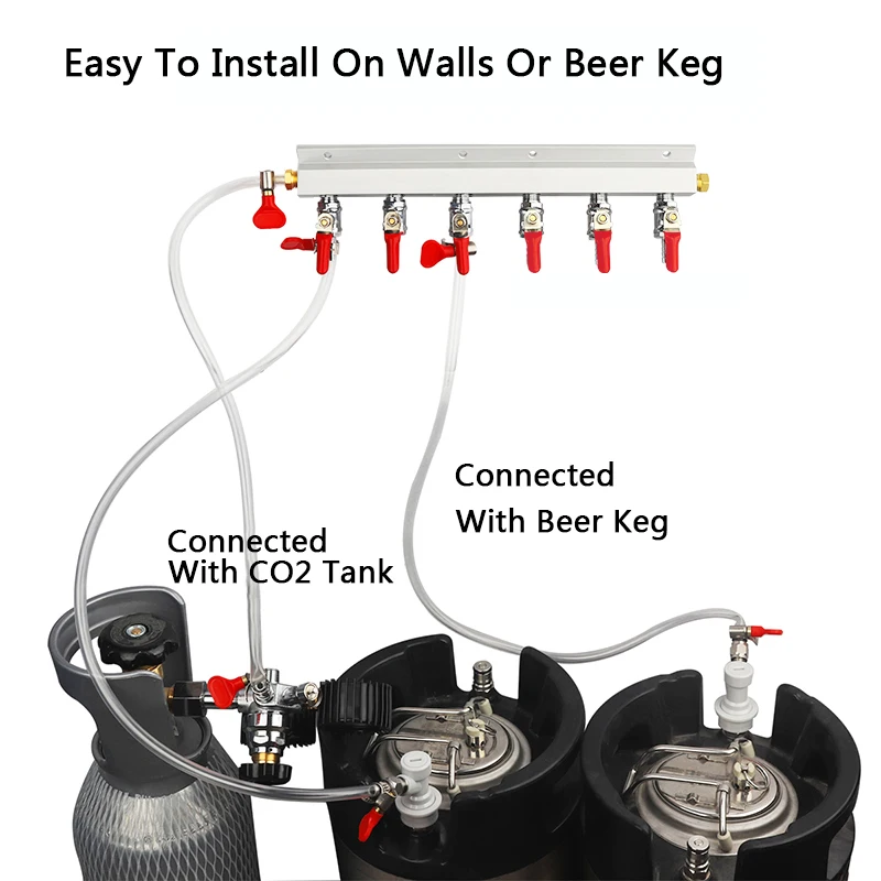 Газовый коллектор 6 способ распределения CO2 сплиттер W/обратный клапан 1/4 Барб домашний пивоваренный разливный пивной бочонок
