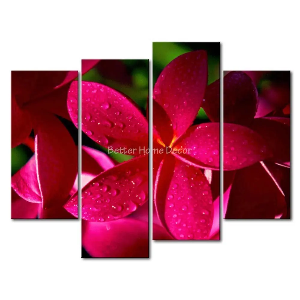 Настенная картина с 4 розовыми цветами Современное украшение для дома холст