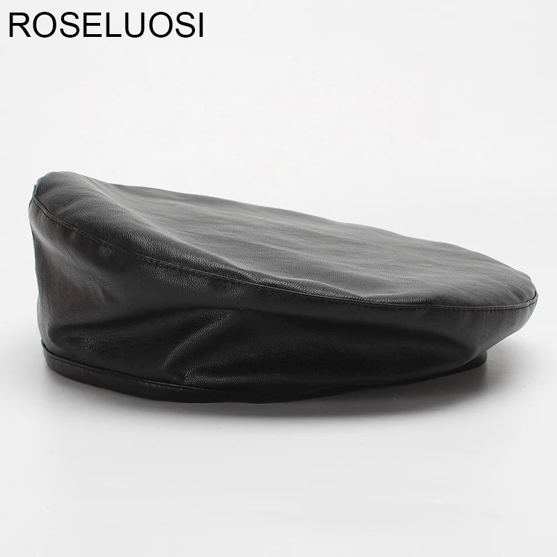 Женские береты ROSELUOSI из искусственной кожи осенне зимние однотонные фетровые