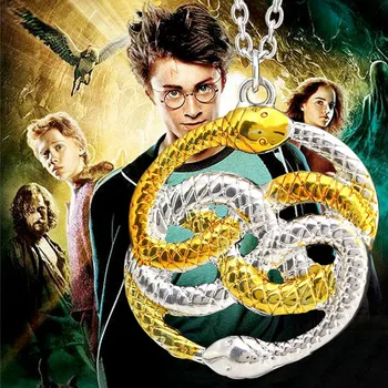 

Wholesale New Design Movie The Never Ending Story Steampunk Vintage Style Two Snake Necklace Auryn Necklace 24pcs/lot