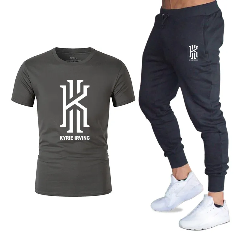 Quality Men's Sets Kyrie Irving T Shirts+Pants men Brand clothing 2 piece suit tracksuit Fashion Casual Tshirts Gyms Workout Set