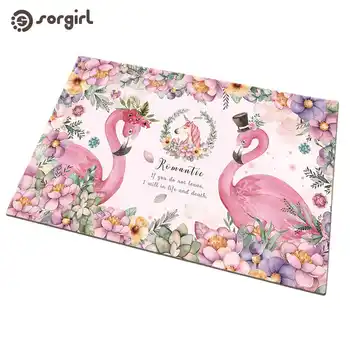 

Flamingos and Flowers decor mat Doormats Front Door Mats Carpet Entrance Indoor Tropical rain forest plant Non-slip Floor Mat