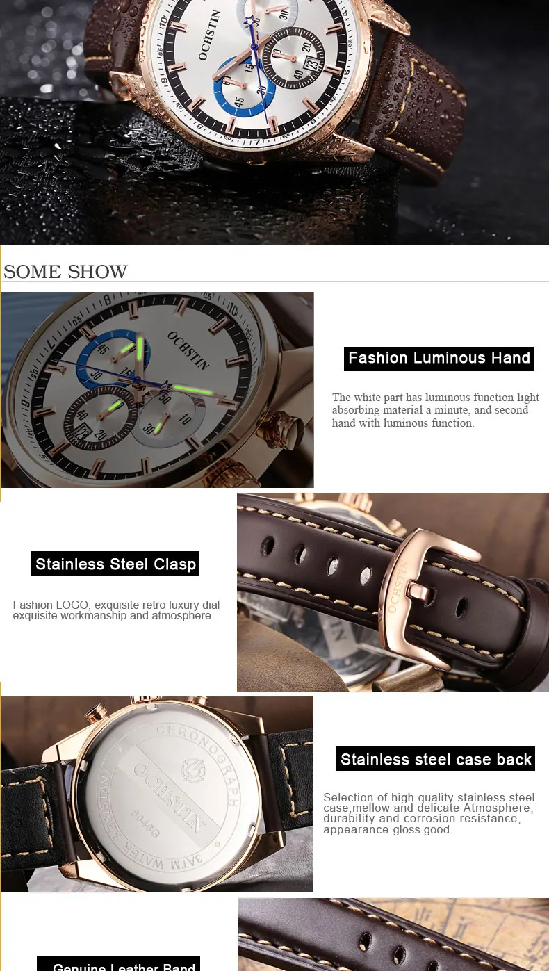 Мужские часы Топ бренд класса люкс 3 цвета маленький циферблат вращение Авто Дата Водонепроницаемый Кожаный ремешок Спорт на открытом воздухе наручные часы