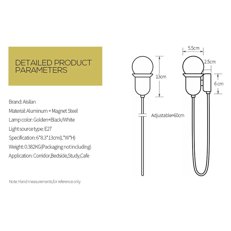 Aisilan светодиодный настенный светильник s прикроватный настенный светильник Настенный бра скандинавский креативный Магнитный разделяемый настенный светильник для спальни, фойе, кабинета