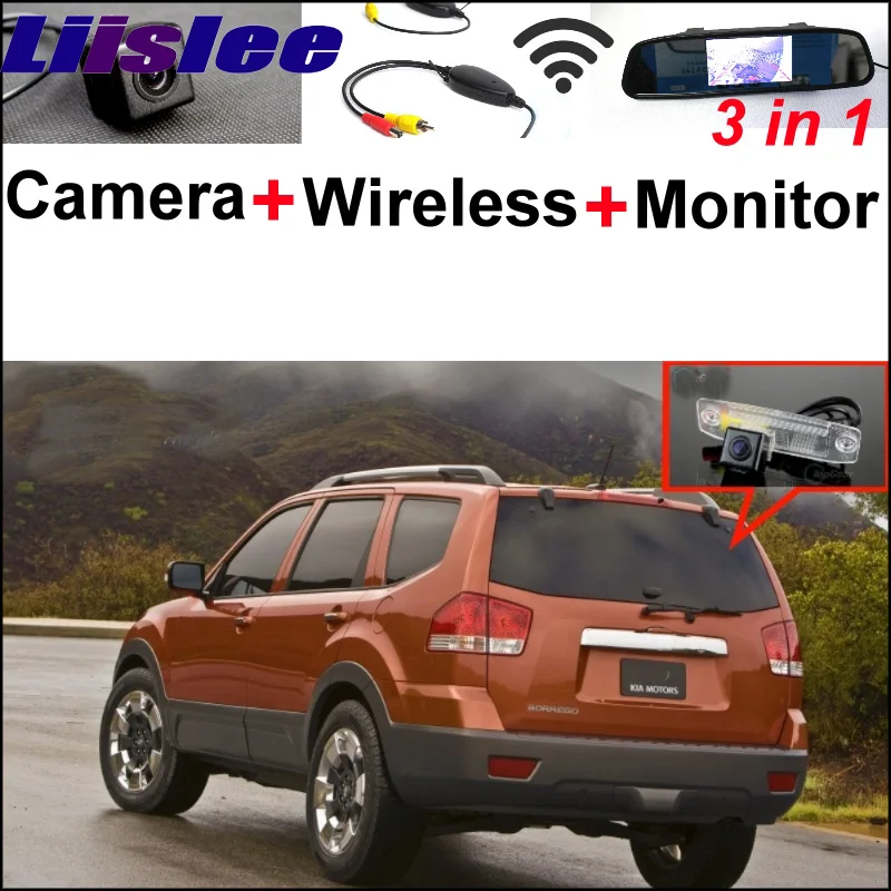 

3 in1 Special Rear View Camera + Wireless Receiver + Mirror Monitor DIY Backup Parking System For KIA Borrego Mohave 2008~2014