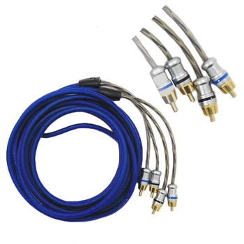 

Cable Converter Amplifier Subwoofer Oxygen-Free Copper High-Grade Gold-Plated Copper Wire Mining Plug Blue RCA Audio Cable 5M